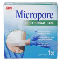 3M Micropore Professional Care Vlies Fixierpflaster weiss 2,5cmx5m - 1 Stk.