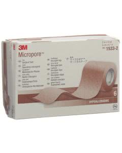 3M  Micropore hautfarben mit Abroller 5.0cm x 9.14m - 6 Stk.
