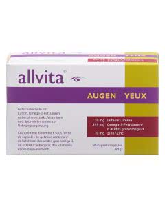 Allvita Augen - mit Omega 3, Carotinoiden, Auberginen - 90 Kaps.