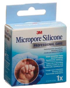 3M  Micropore Silicone Heftpflaster - 2.5cm x 5.0m, 1 Stk.