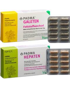 Set: Padma Hepaten und Galeten - für Leberfunktion und Fettstoffwechsel - 2x60 Kaps.